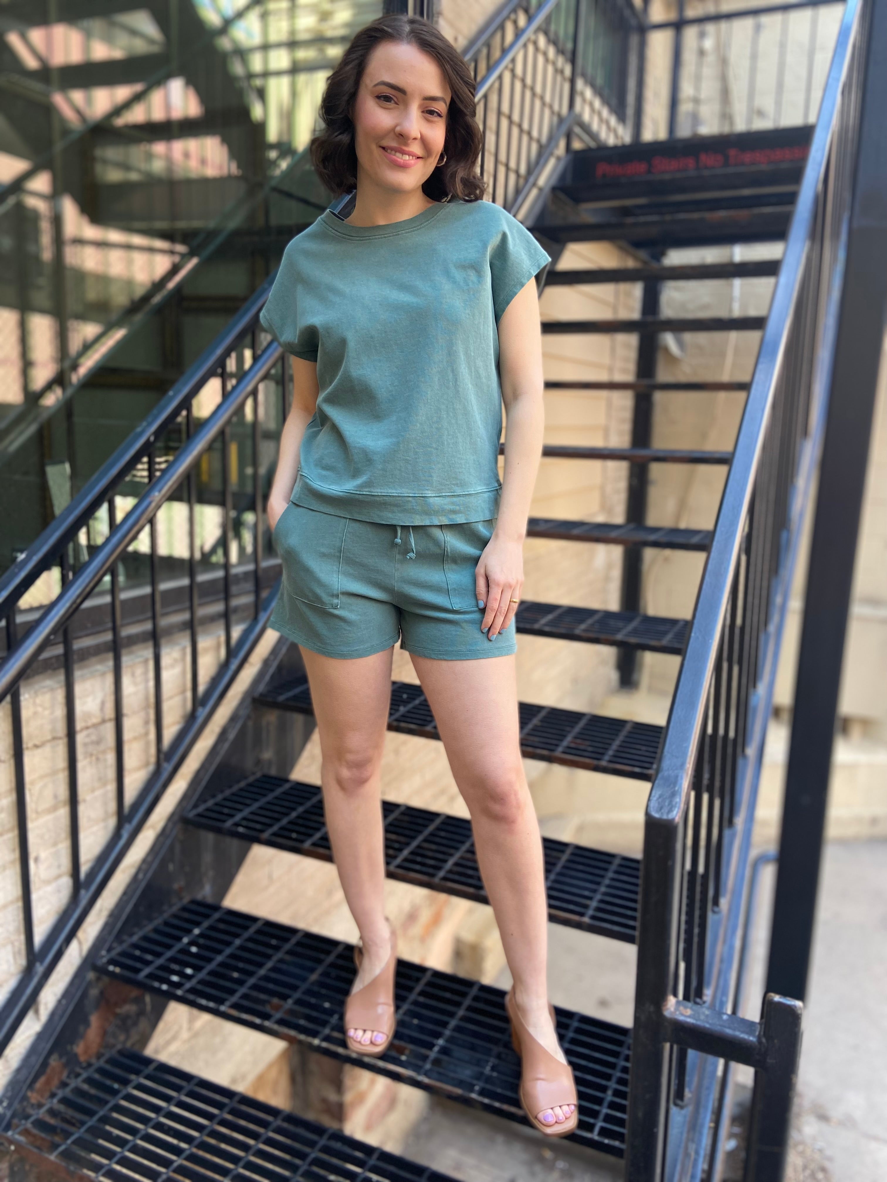 Ellie Dark Teal Sleeveless Shirt & Shorts Set - MK Threads Boutique