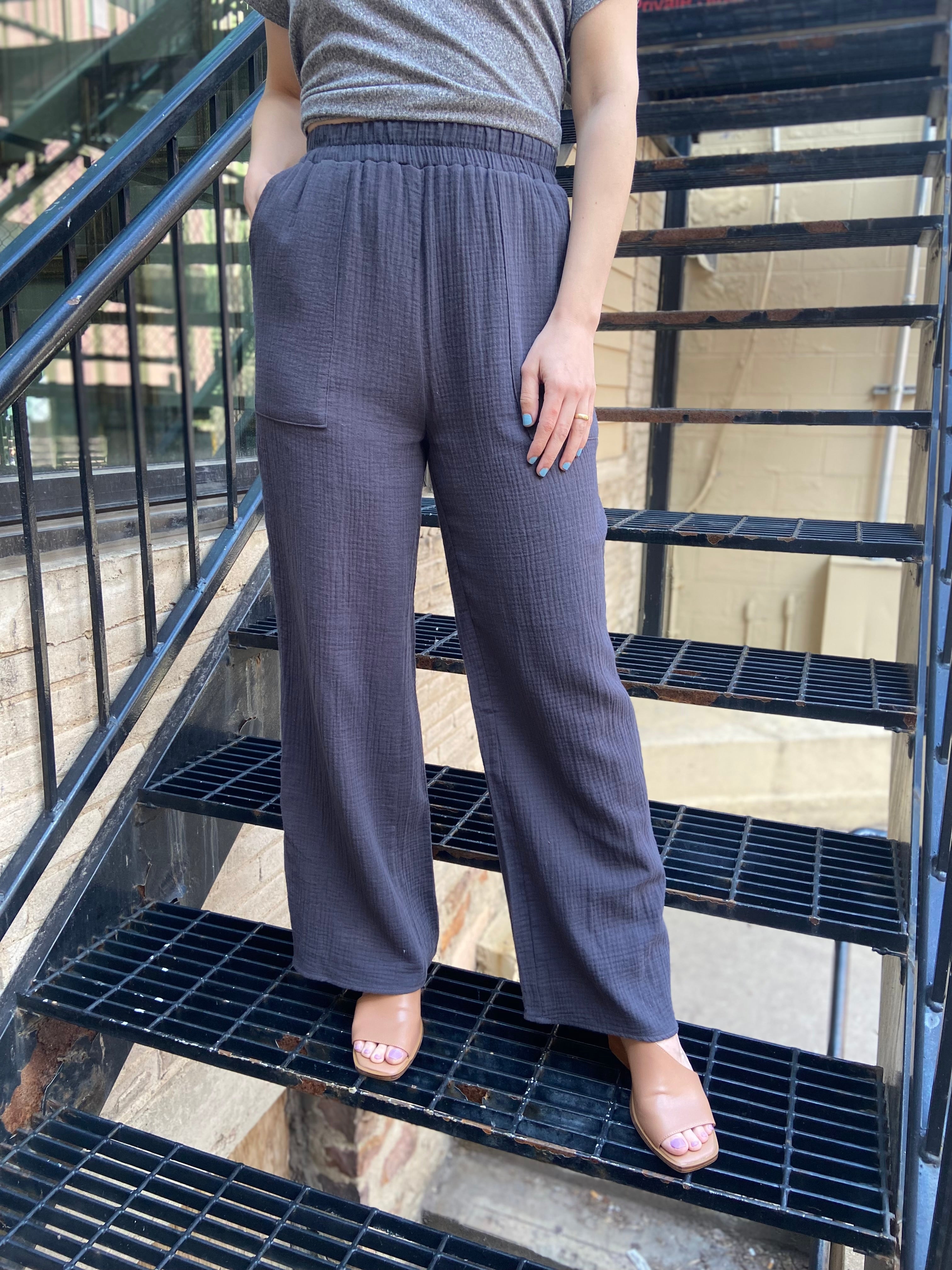 Vanessa Gray Waffle Wide Leg Pants - MK Threads Boutique