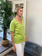 Hallie Light Olive V Neck Short Sleeve Top - MK Threads Boutique