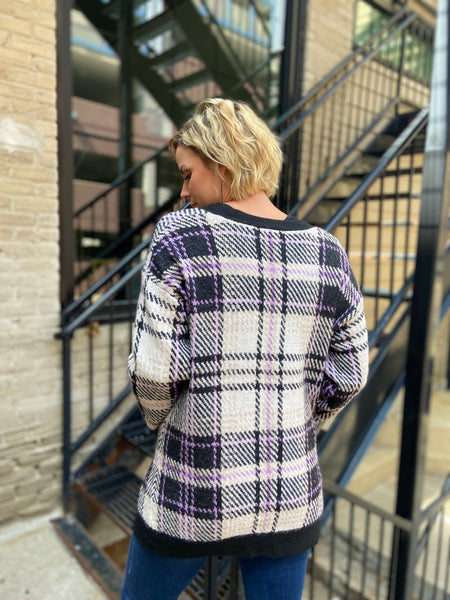 Parker Black Plaid Cardigan