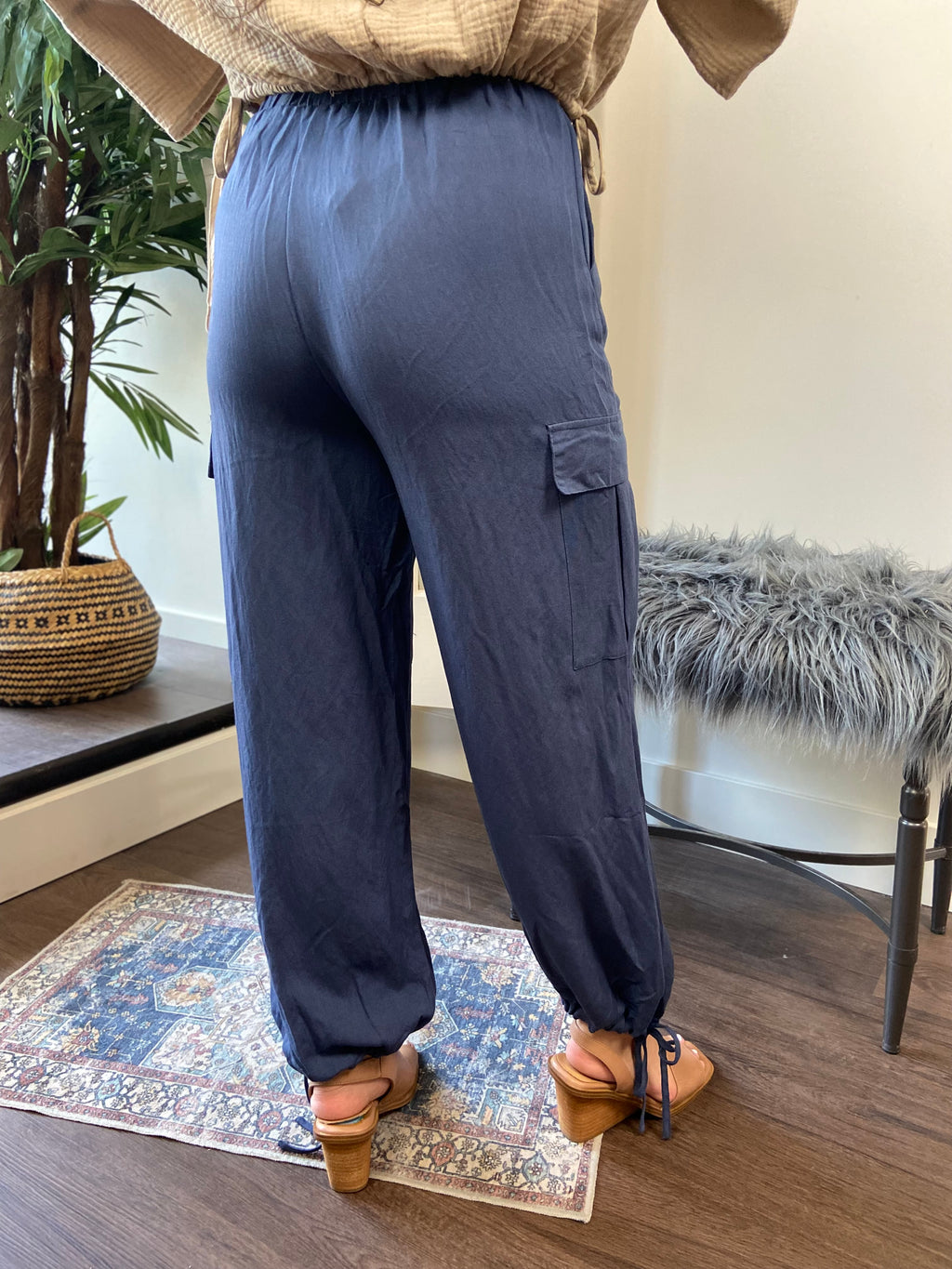 Clara Blue Cargo Jogger Pants