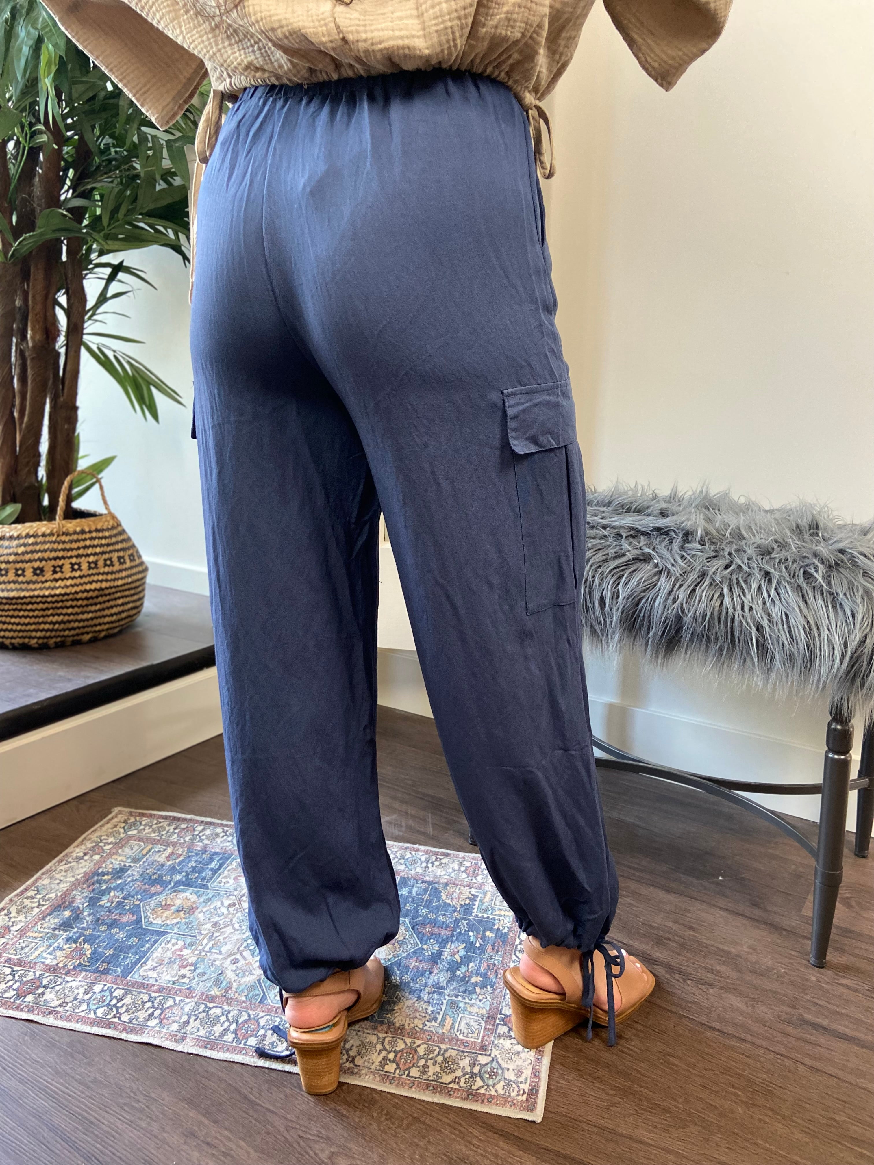 Clara Blue Cargo Jogger Pants