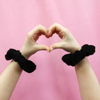 Spa Headband - Skincare Headband & Scrunchie Wristband Set: Black