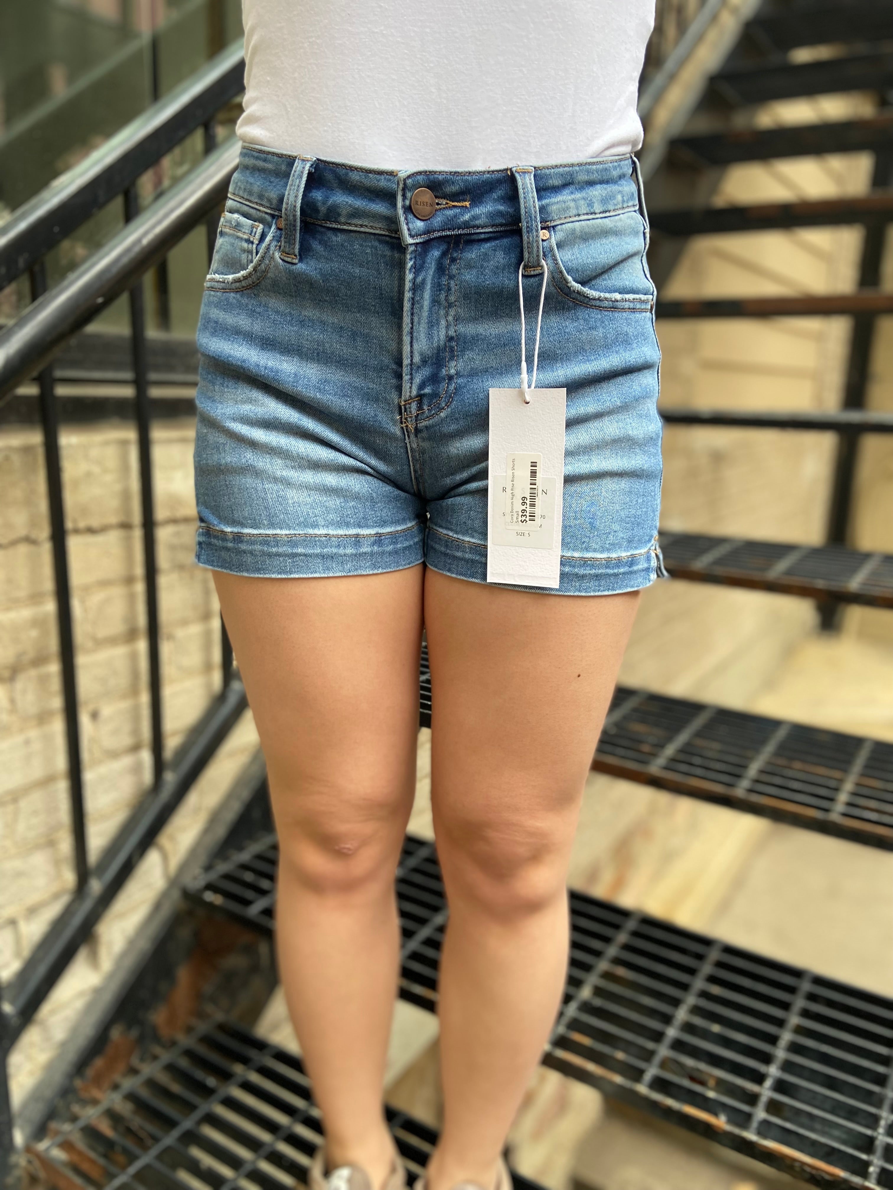 Cora Denim High Rise Risen Shorts - MK Threads Boutique