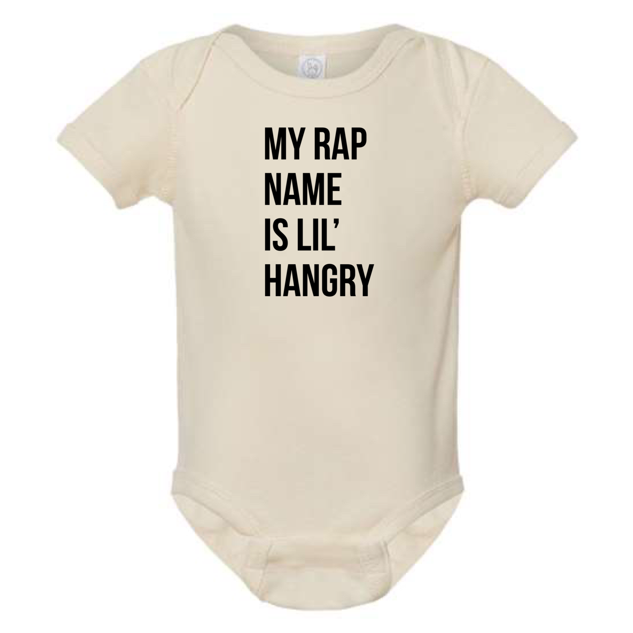 MY RAP NAME IS LIL' HANGRY BABY ONESIE: Athletic Gray -18 months