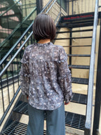 Zio Black Floral Ruffle Long Sleeve Top