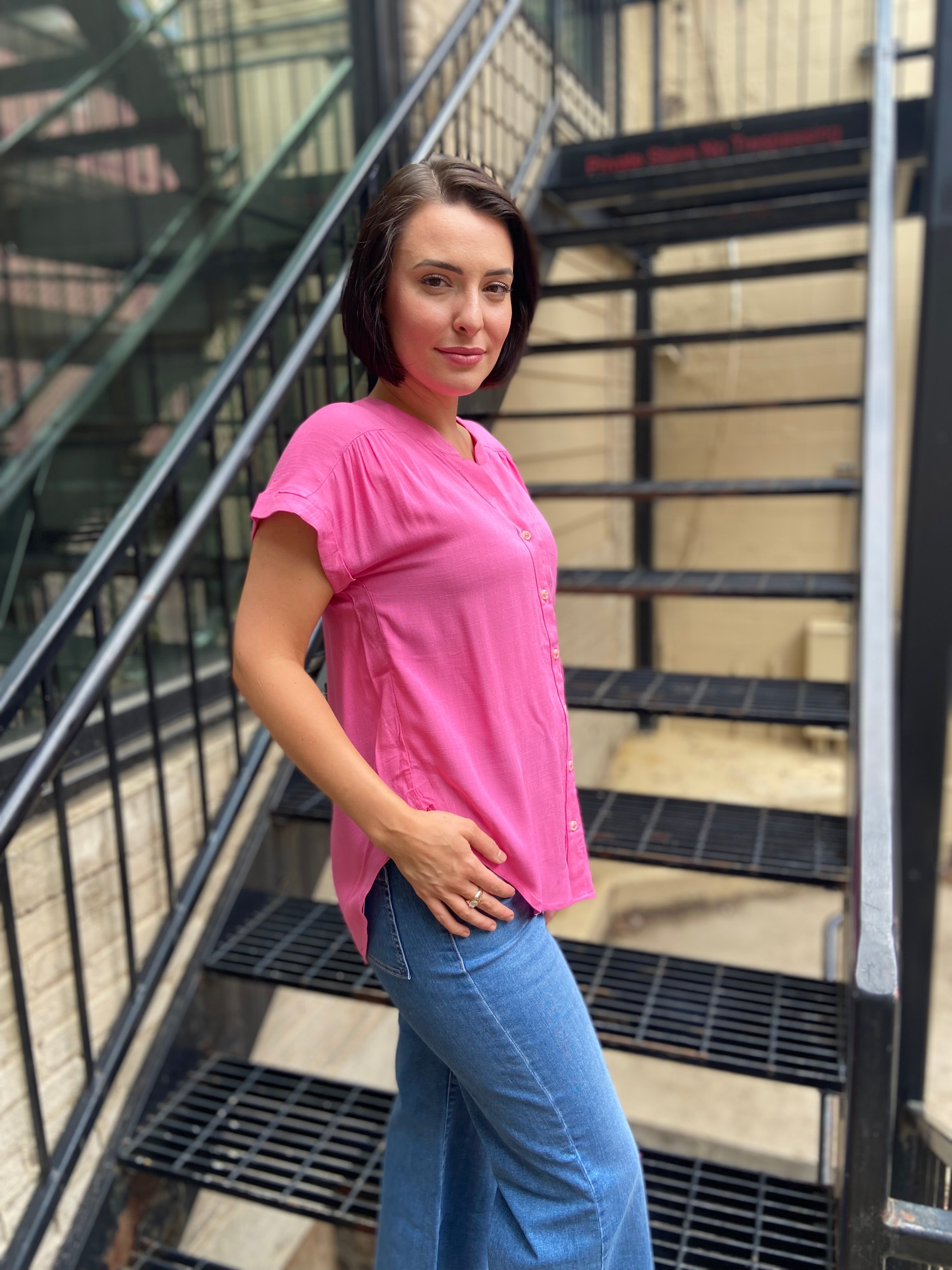 Calla Fuchsia Button Down Shirt