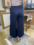 Barry Navy Blue Front Tie Knit Palazzo Pants - MK Threads Boutique