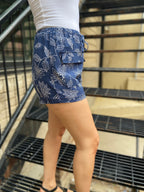 Casey Blue Bandana Drawstring Linen Shorts
