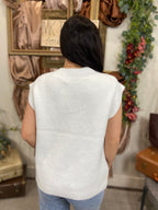Kiara Ivory Oversized Sweater Vest Side Slit