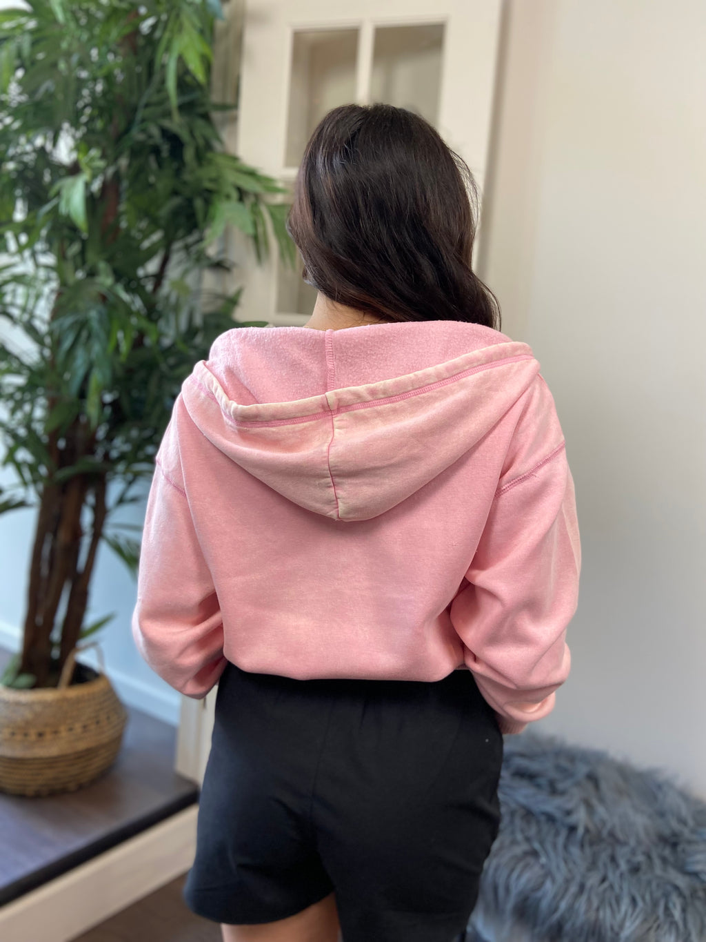 Archie Pink Oversized Cropped Zip Up