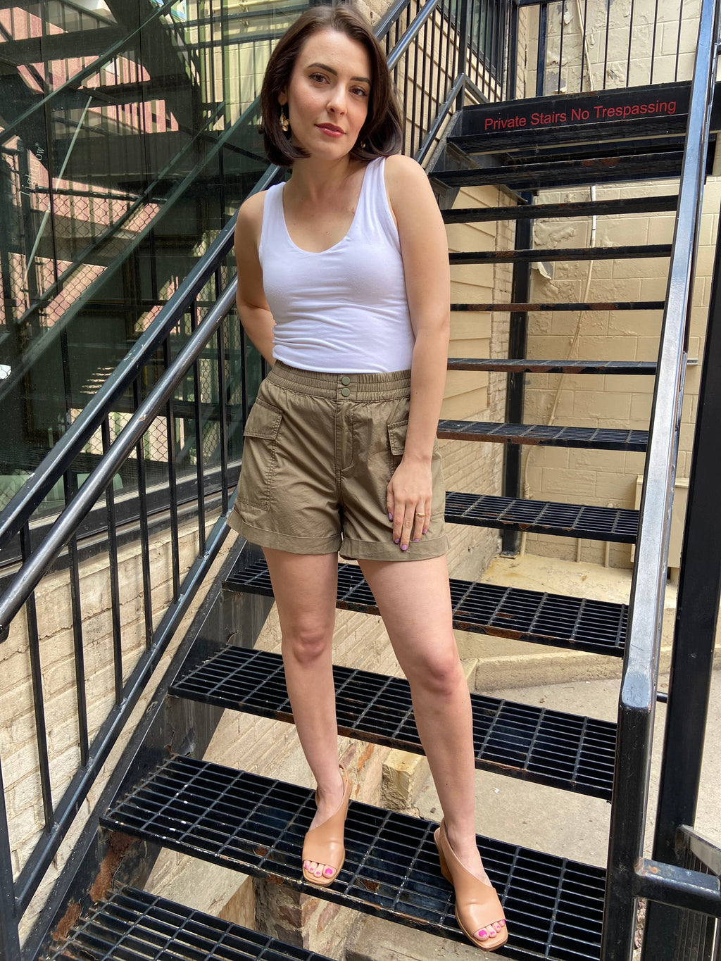 Quinn Olive Cargo Shorts - MK Threads Boutique