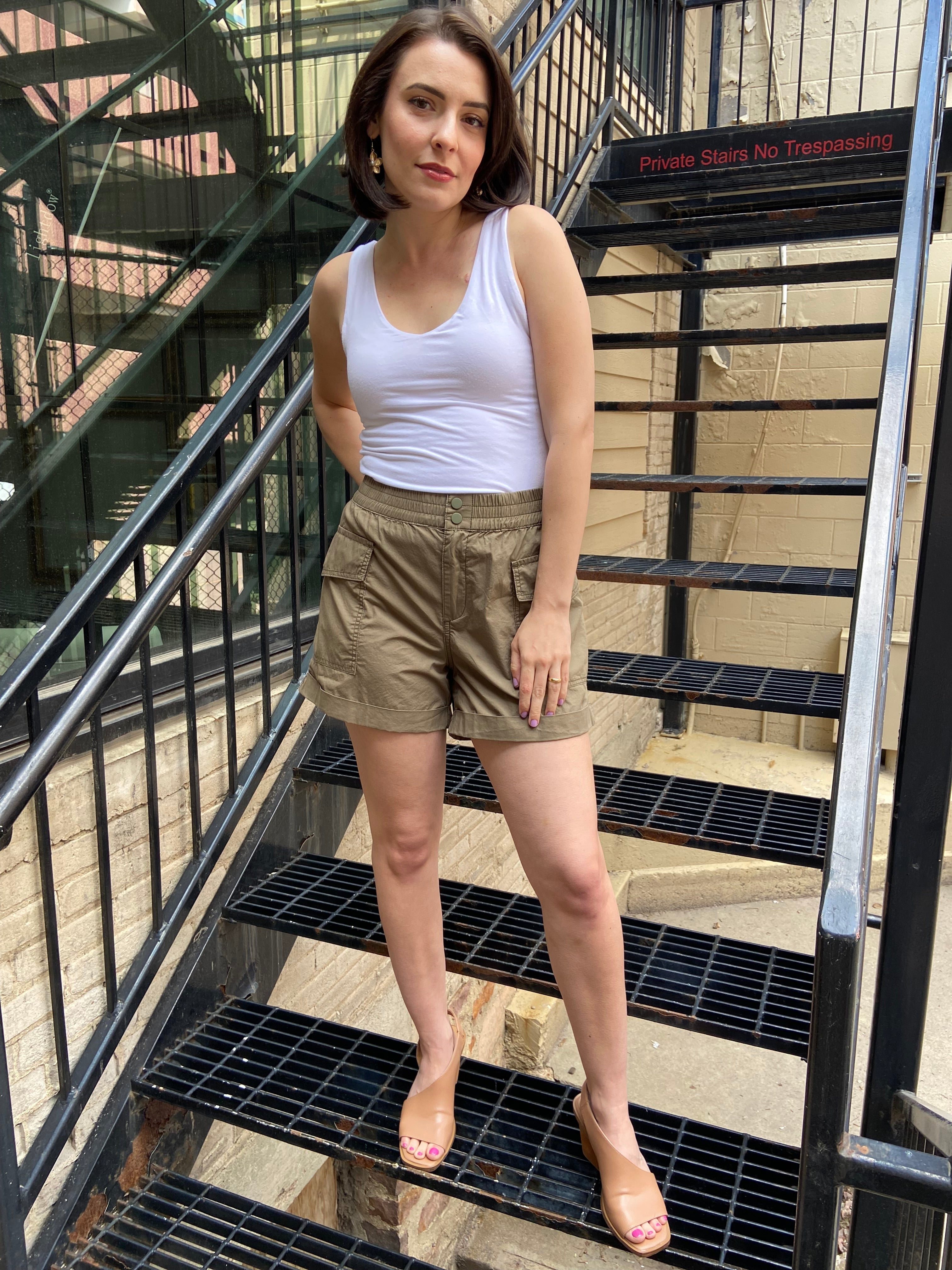 Quinn Olive Cargo Shorts - MK Threads Boutique