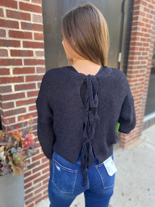 Frannie Black Reversible  Bow Tie Sweater