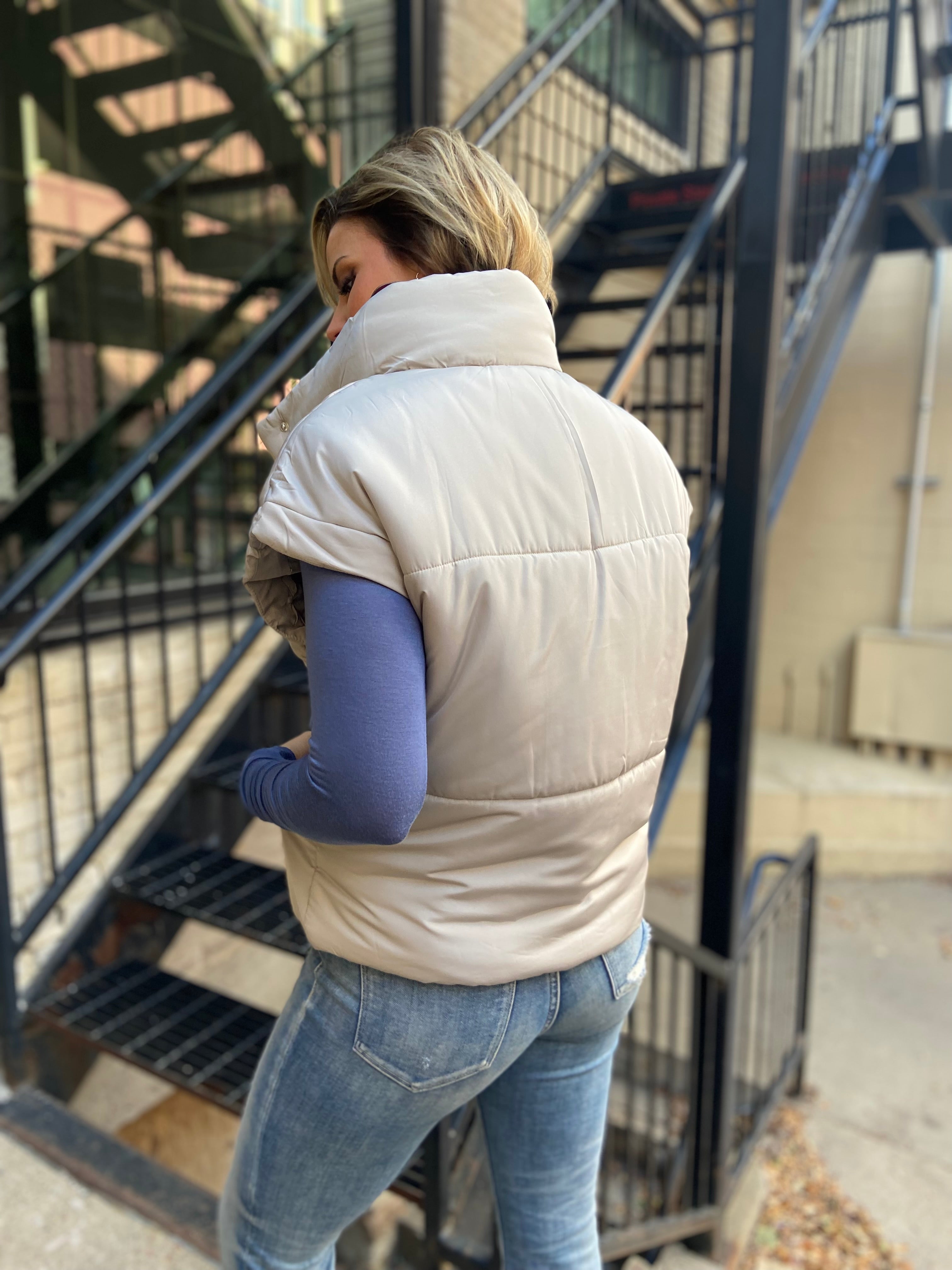 Angela Cement Oversized Puffer Vest