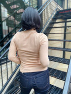 Stacy Taupe Mock Neck Long Sleeve