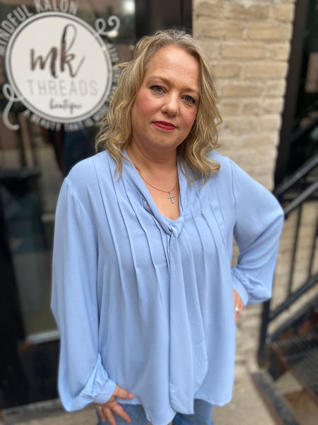 Greta Light Blue Plus Size Blouse