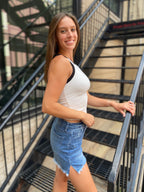 Idris White & Black Trim Knit Tank Top