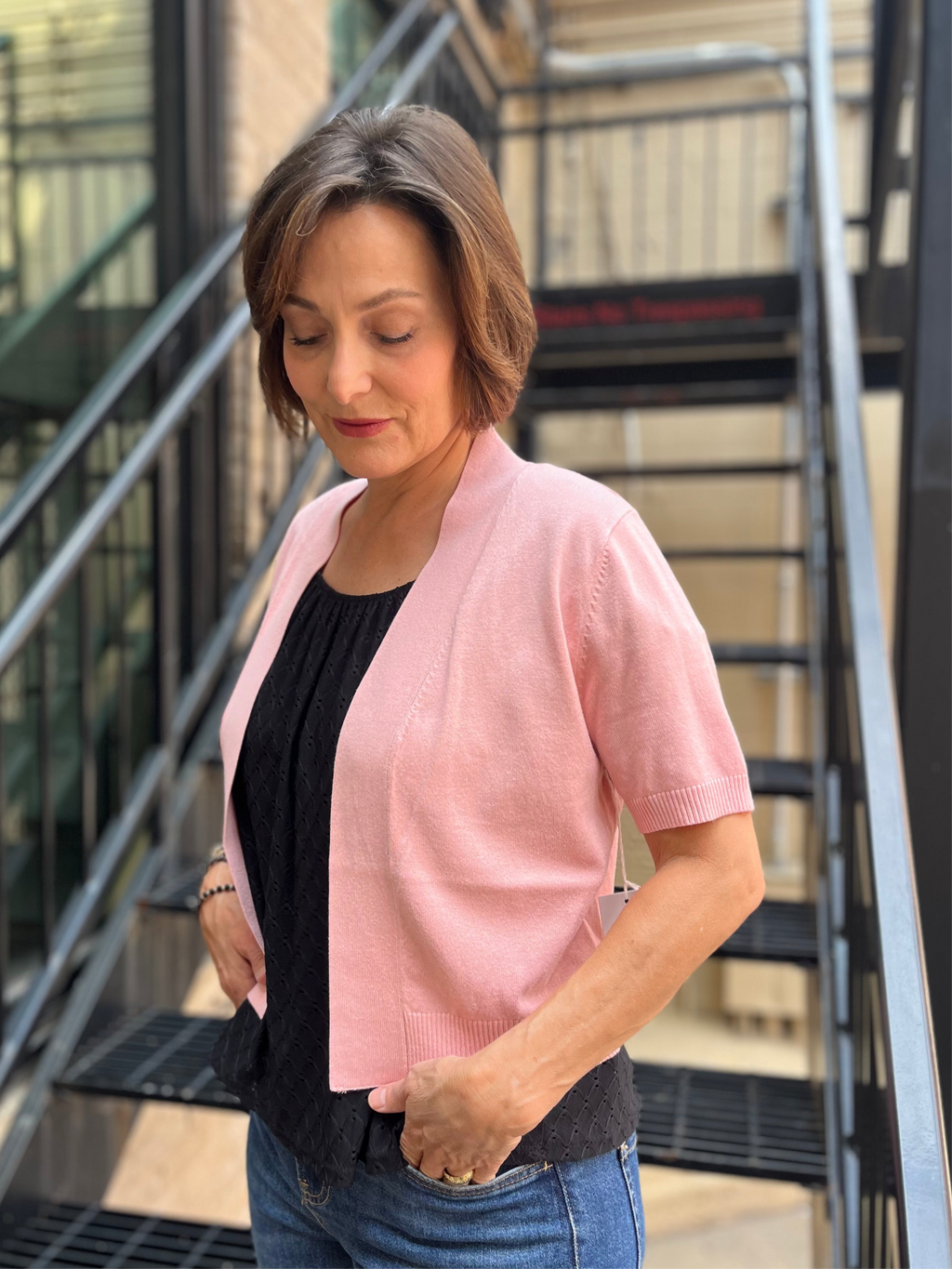 Lizeth Dusty Pink Short Sleeve Cardigan