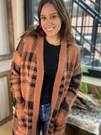 Kallie Camel & Black Long Cardigan Sweater