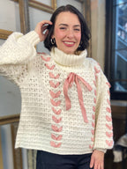 Wren White & Pink Ribbon Knit Sweater - MK Threads Boutique