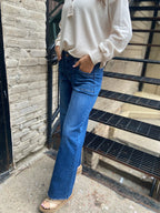 Nicki Mid Rise Wide Leg Dark Wash Risen Jeans