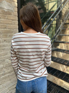 Charles Khaki & White Stripe Long Sleeve
