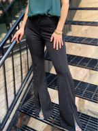 Courtney Black Front Slit Flare Pants