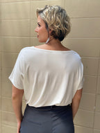 Nina White Stretchy V Neck Top - MK Threads Boutique