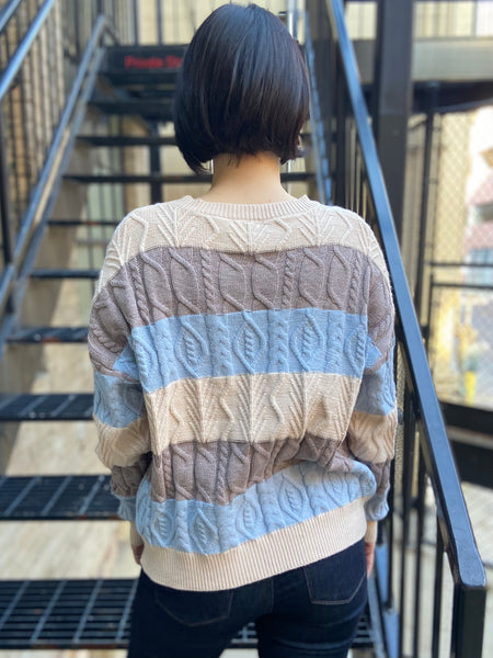 Paula Cable Knit Color Block Sweater