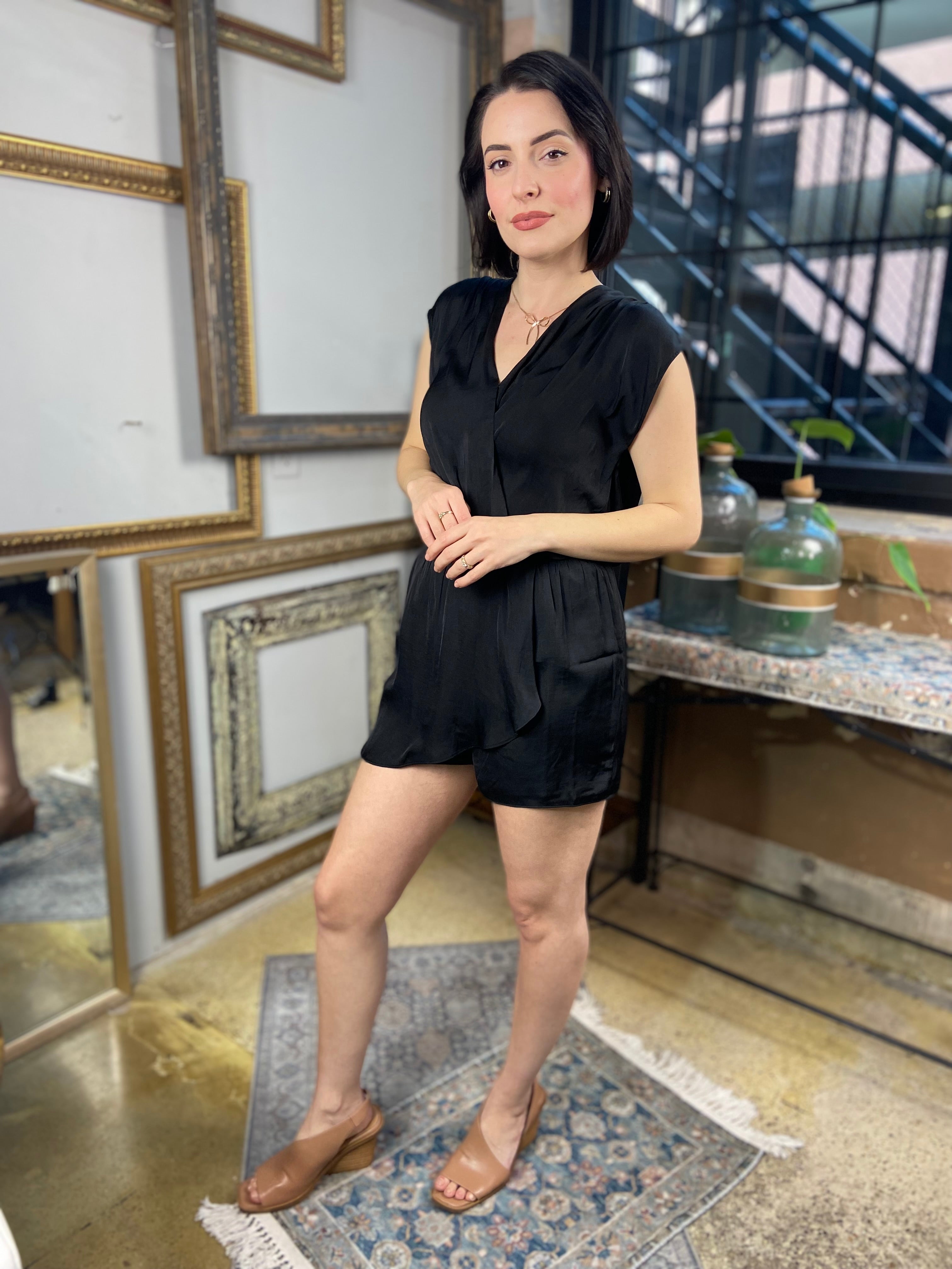 Alice Black Ruffled Sleeveless Romper