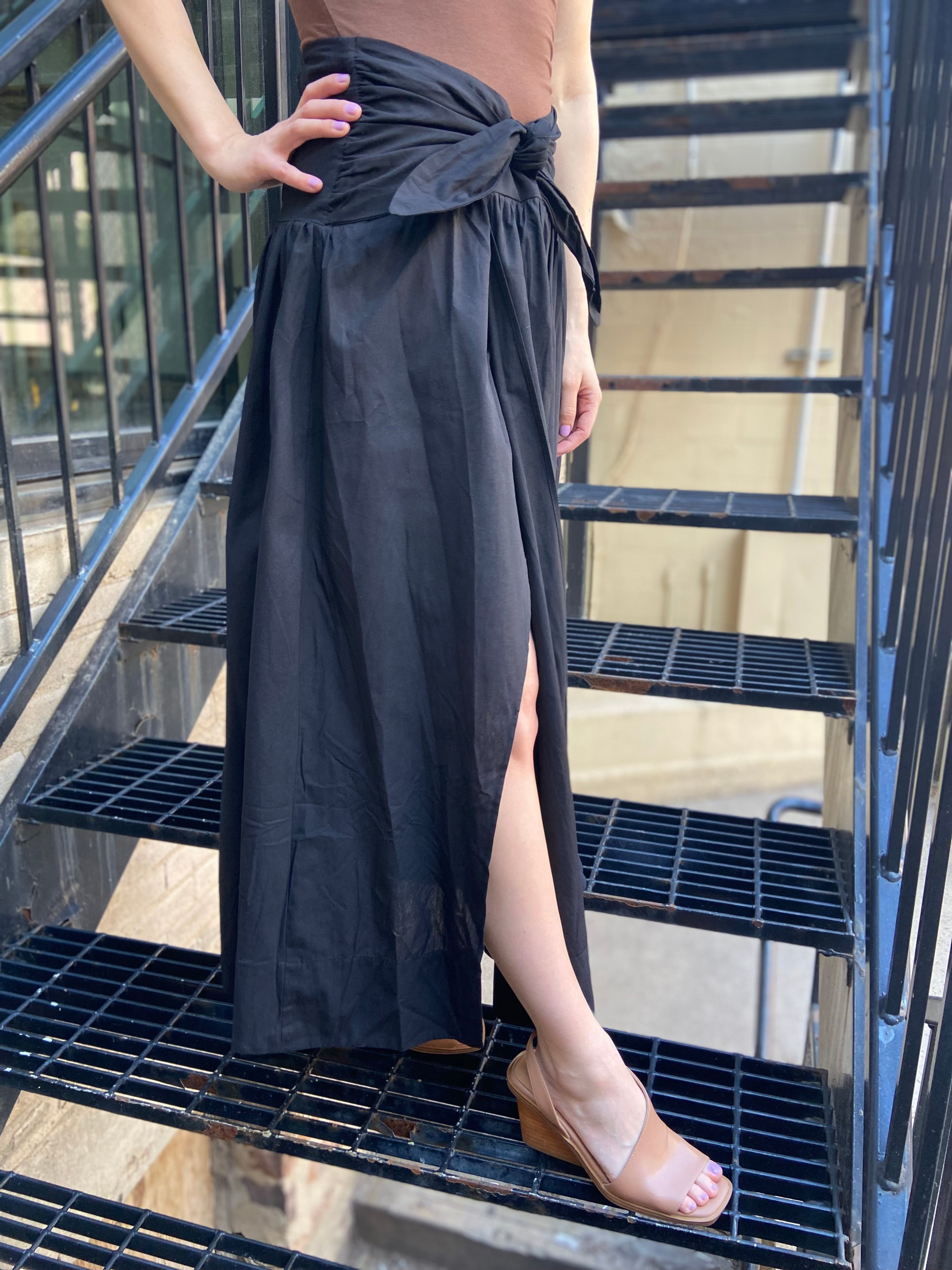 Lillie Black Midi Slit Skirt - MK Threads Boutique