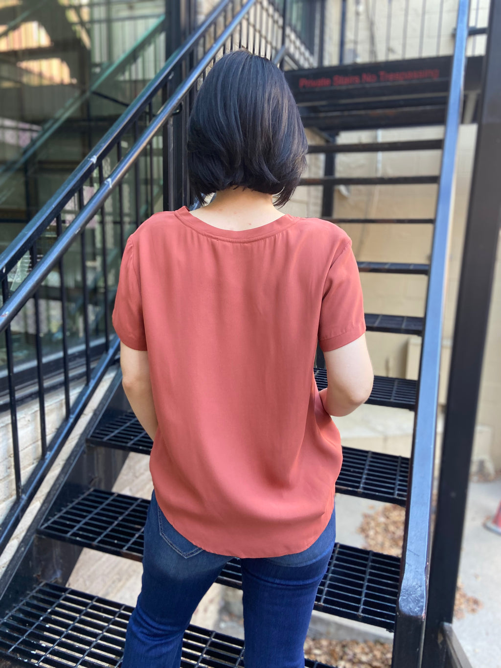 Jessie Marsala V Neck Short Sleeve Blouse