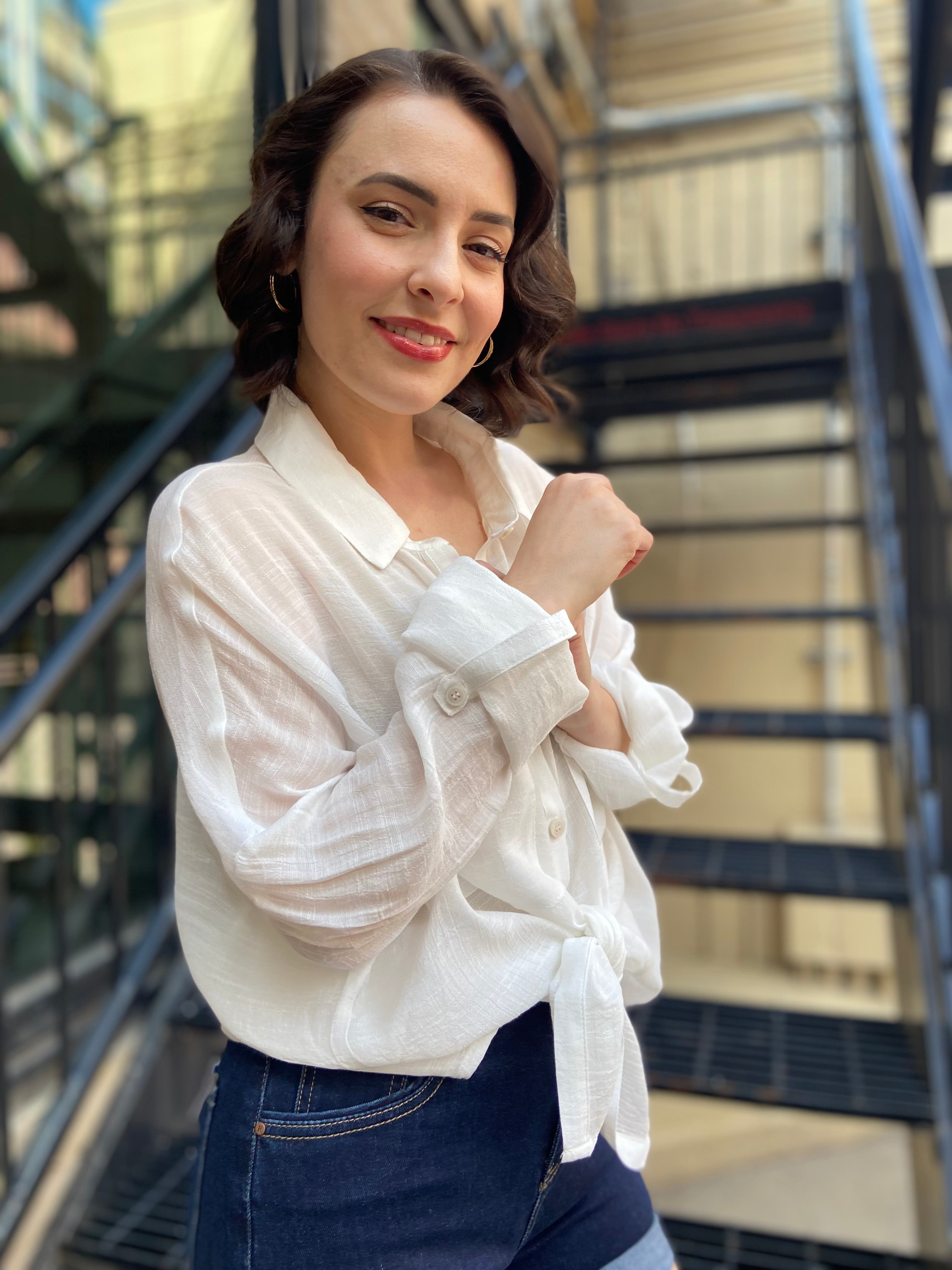 Georgia White Sheer Oversized Button Up - MK Threads Boutique