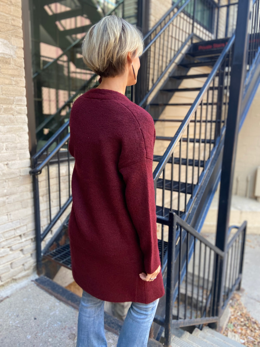 Jackie Wine Red Open Cardigan