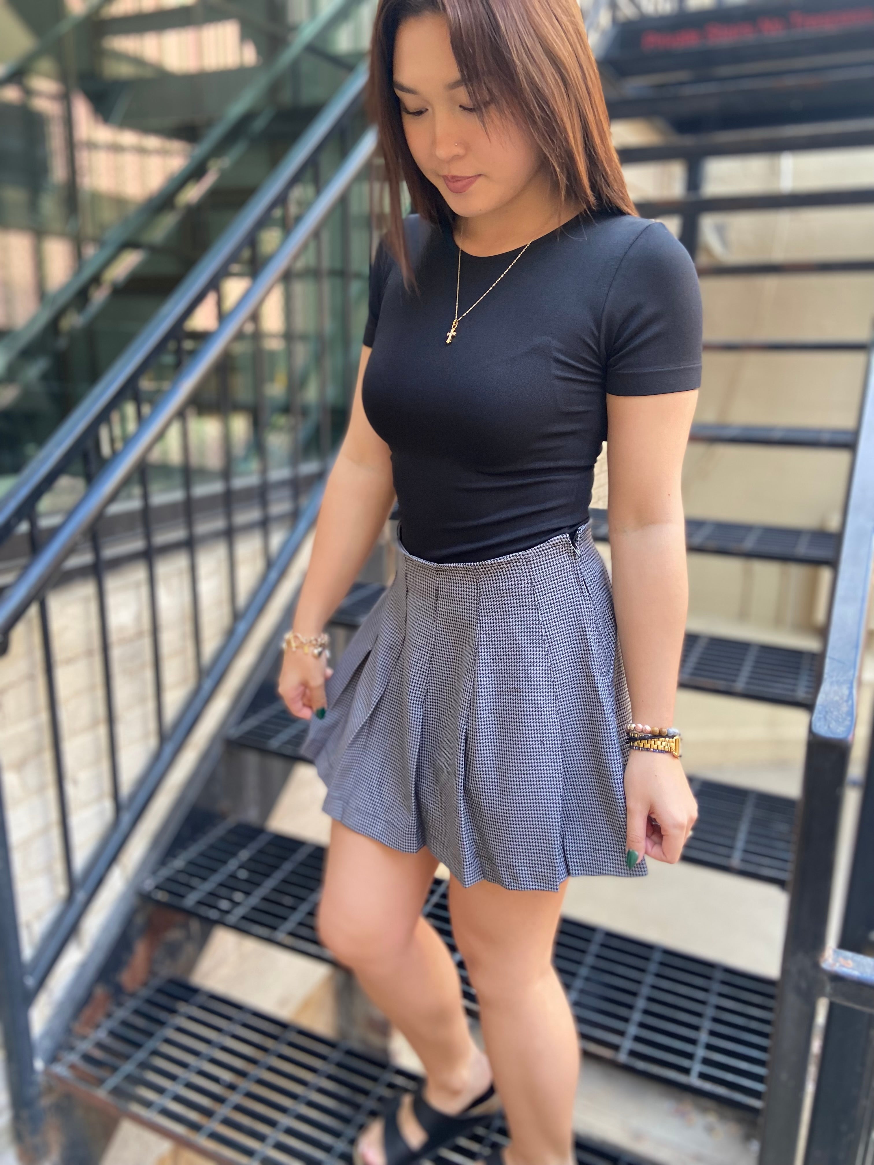 Shia Gray & Black Plaid Mini Skort