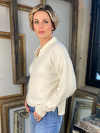 Skye Ivory Polo Knit Sweater
