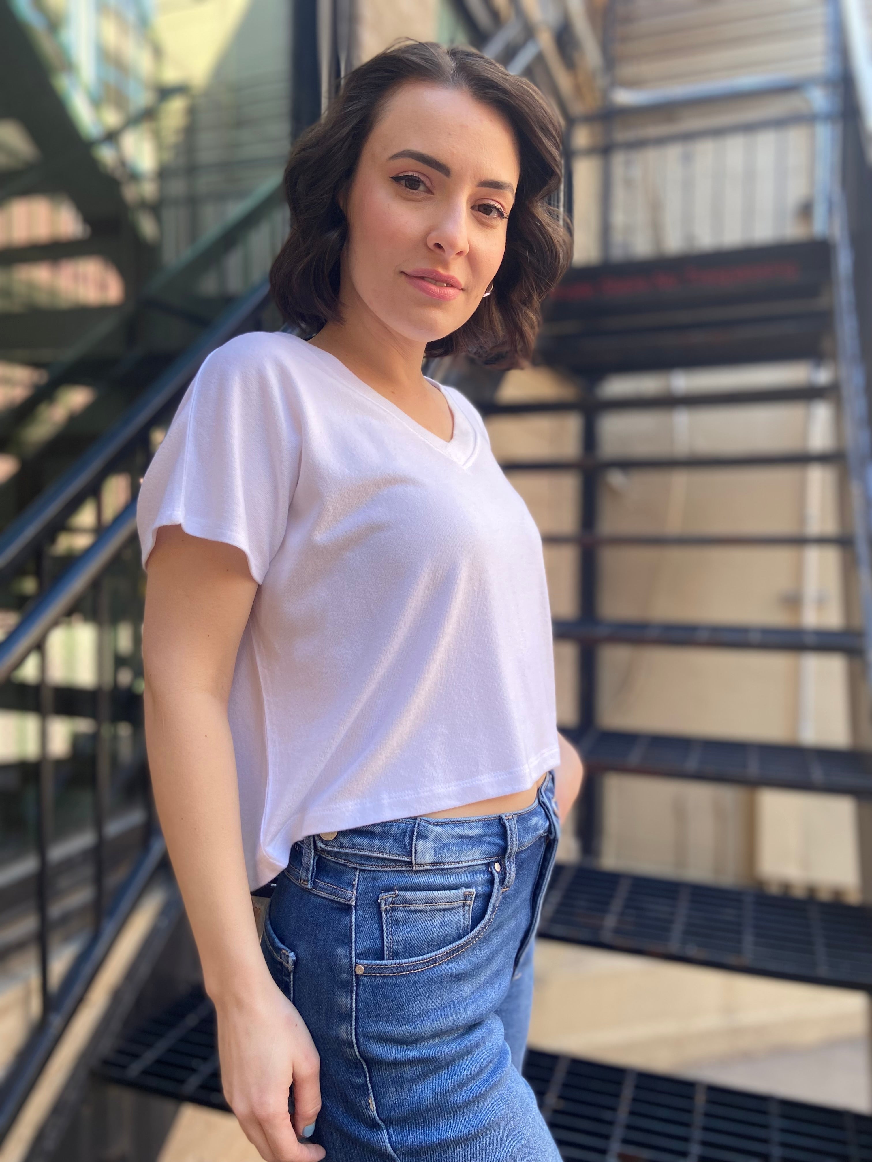 Ramona White Oversized Cropped Top - MK Threads Boutique