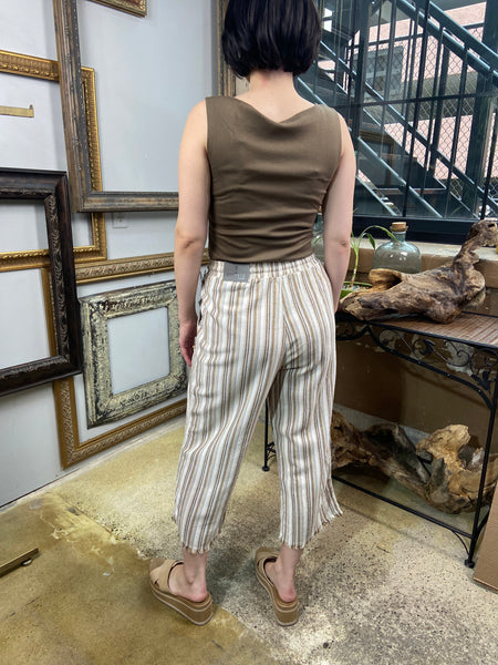 Josephine Brown Striped Linen Pants