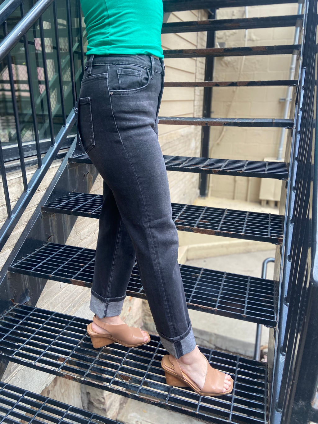 Karen Black Straight Leg Risen Jeans