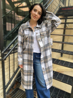 Elizabeth Gray Plaid Trench Shacket