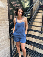 Kate Dusty Blue Short Tie Romper