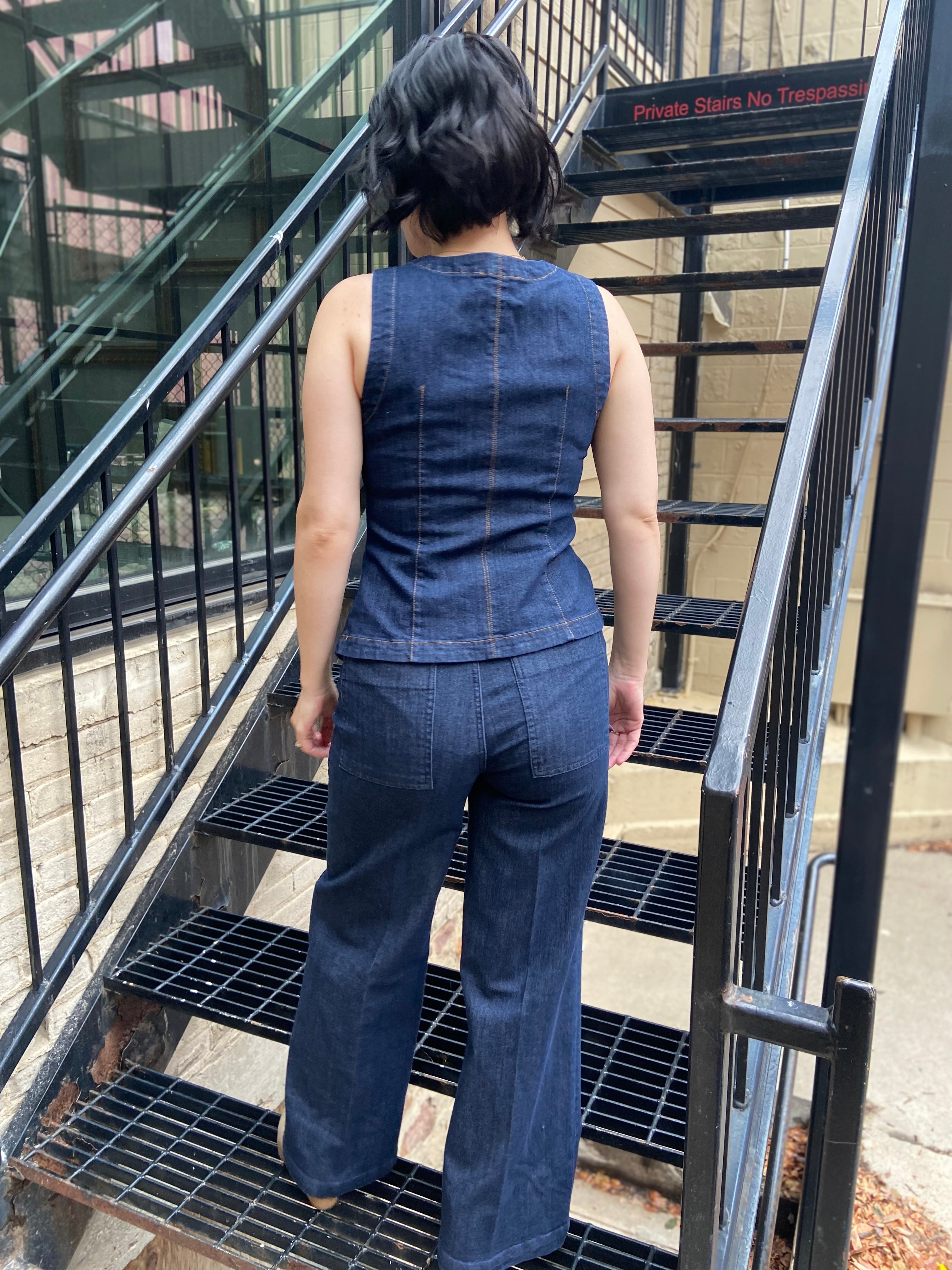 Stephani Denim Sleeveless Vest