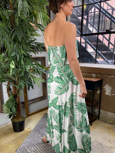 Bali Tropical Print Off Shoulder Maxi Dress