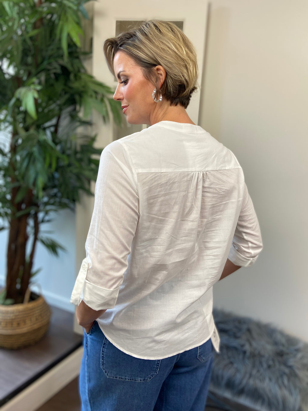 Nina White Long Sleeve Pleated Blouse - MK Threads Boutique
