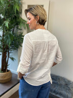 Nina White Long Sleeve Pleated Blouse - MK Threads Boutique