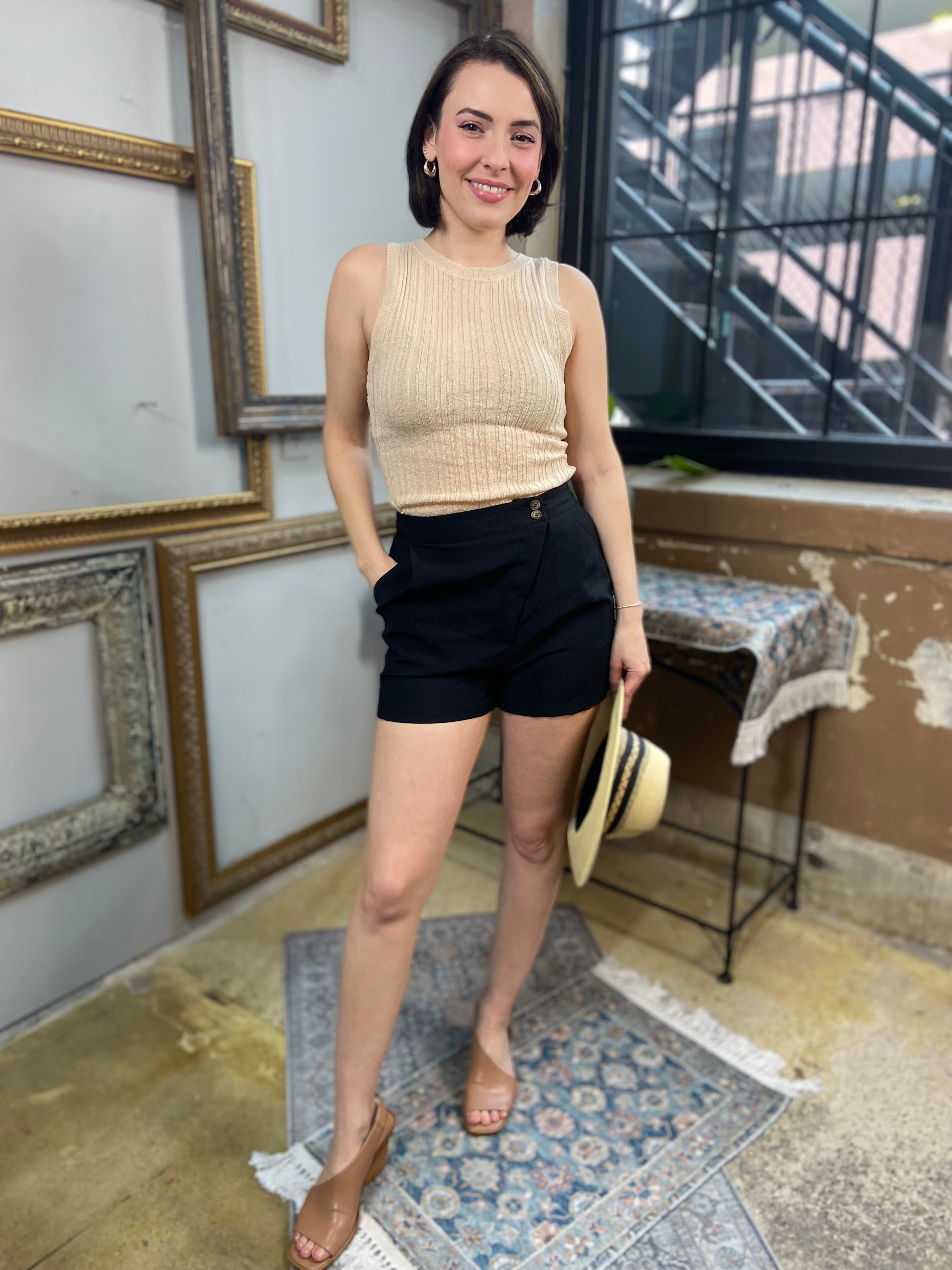 Ally Black Asymmetric Shorts