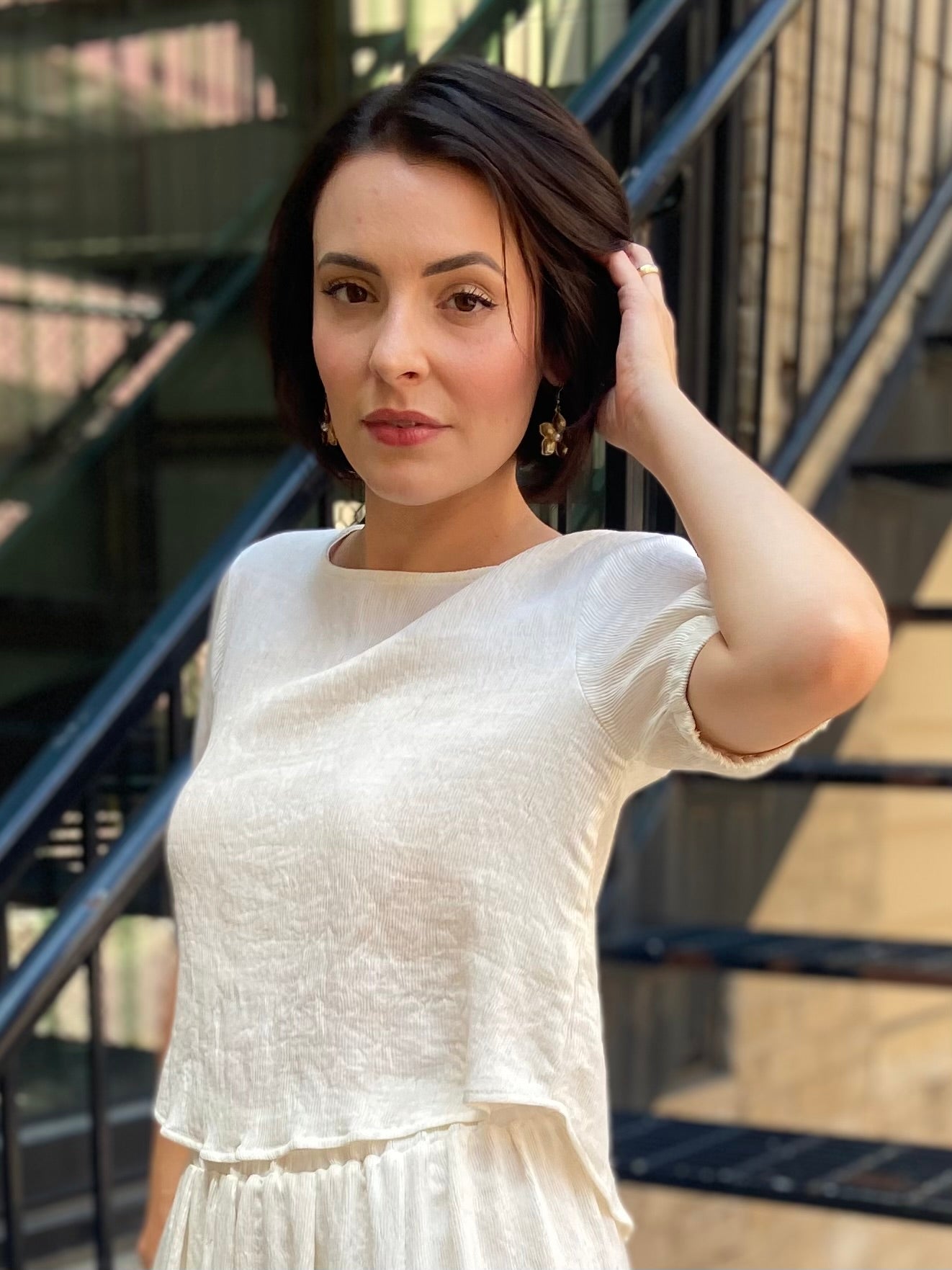 Neve Beige Back Tie Top