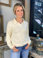 Skye Ivory Polo Knit Sweater