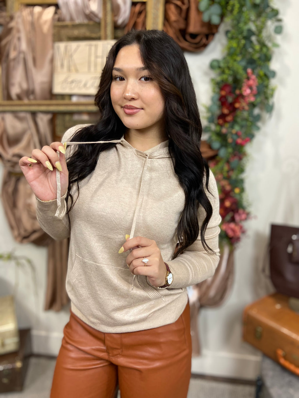 Nancy Khaki Hooded Sweater